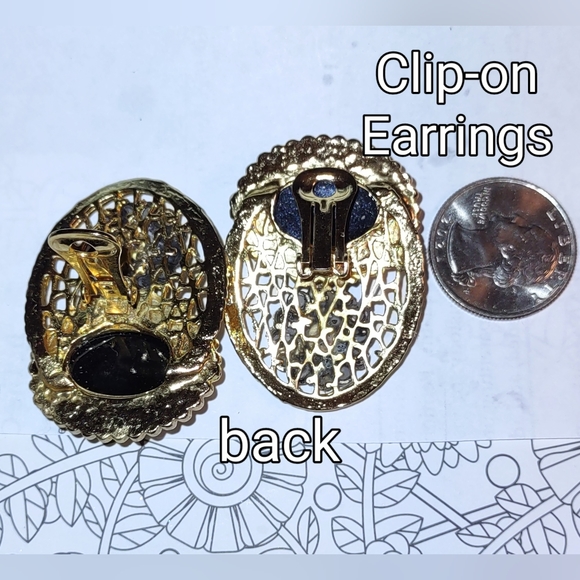 Vintage Clip-on Gold & Black Earrings - Picture 8 of 14